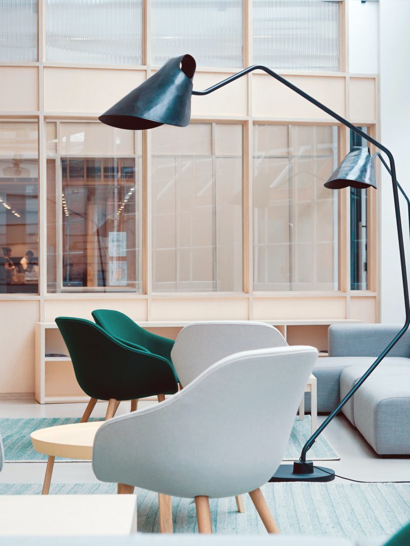 Room with chair and reading lights